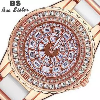 BEE SISTER BS бриллиантовые часы женские известные бренды модные керамические женские наручные часы женские часы из нержавеющей стали Without box серебряный