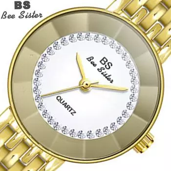 BEE SISTER BS Женские часы Дизайнерский бренд Роскошные кварцевые золотые часы с бриллиантами Круглые женские наручные часы Женские часы для девочек Without box серебряный