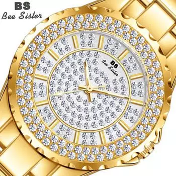 BEE SISTER BS женские часы золото Элитный бренд кварцевые женские наручные часы часы из нержавеющей стали женские кварцевые часы Without box серебряный