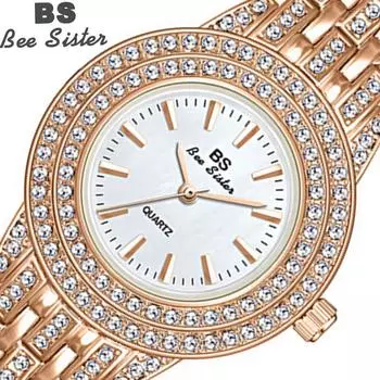 BEE SISTER BS Женские наручные часы с бриллиантами Платье Золотые часы Женские часы с кристаллами и бриллиантами Нержавеющая сталь Серебряные кварцевые часы FA1578 Without box серебряный
