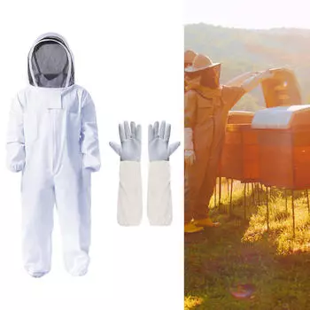 Bee Suit Beekeeping Breathable Detachable Fencing Veil Hood with Gloves, Outfit Costume for