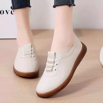 beef tendon sole soft leather soft sole mother shoes spring new single shoes light one pedal sports shoes comfortable versatile women s shoes 35 чёрный