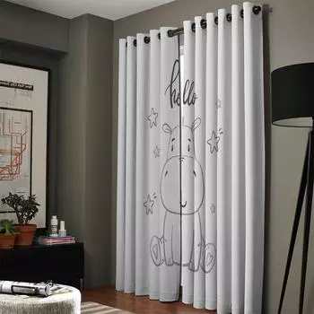 Бегемот детские милые красивые звезды оконные шторы для гостиной декоративные элементы гостиной 135W x 60H(cm)