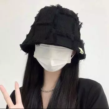 Нищенская версия для старой черной шляпы-ведра для женщин, осень и зима, простой артефакт, показывающий лицо, ретро-шляпа для тазика, прилив one size fits all чёрный