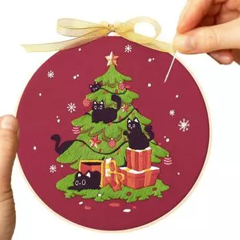 Набор для вышивания для начинающих взрослых, набор для ручной вышивки, рождественские поделки, набор для шитья с нитками и иглами, рождественская вышивка
