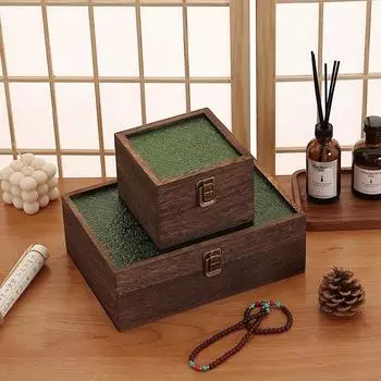 Бегония Цветок Стеклянный Настольный Ящик Для Хранения Твердой Деревянной Коробки Бытовой Прямоугольный Покрытый Ювелирные Изделия Сертификат Коробка Для Хранения Ожерелья