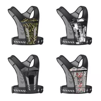 Беговой жилет, светоотражающий беговой жилет, нагрудный держатель для телефона, дышащая беговая поясная сумка с регулируемым поясом чёрный