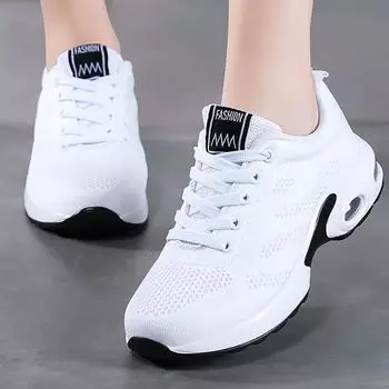 Беговые дышащие сетчатые кроссовки на воздушной подушке Jog Zapatos De Mujer легкие плоские кроссовки для женщин 36 чёрный