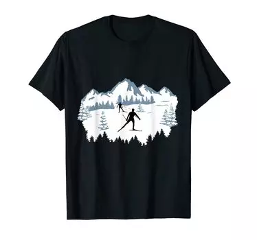 Беговые лыжи, лыжник-гонщик. Футболка