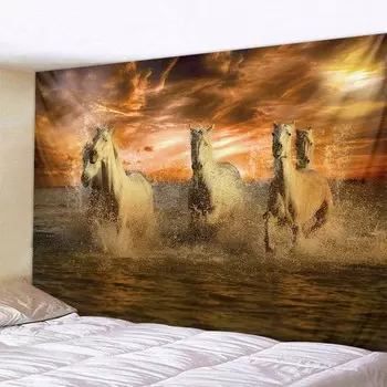 Бегущая лошадь дикая природа пустыня ферма естественный стиль дома спальня гостиная висит декоративный гобелен 100x75cm