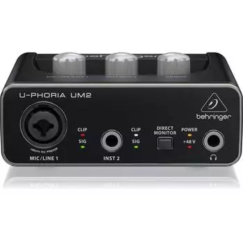 Behringer 2 входа 2 выхода USB аудио интерфейс черный 1-канальный UM2 U-PHORIA