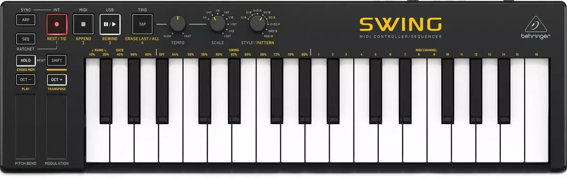 Behringer Behringer Клавиатура Пошаговый секвенсор Арпеджиатор SWING BLACK USB/MIDI CV/GATE