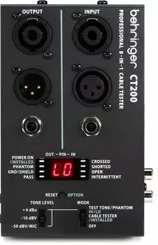 Behringer Behringer Тестер кабеля XLR/Speakon/Стандартный телефон/Стерео мини/Стерео мини (Несбалансированный)/RCA/MIDI/RJ-45/USB-совместимый тестовый тон CT200 чёрный