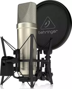 Behringer Condenser Microphone Large Diaphragm Cardioid Characteristic XLR Cable/Dust Cover/Shock Mount with Pop Guard Included TM1