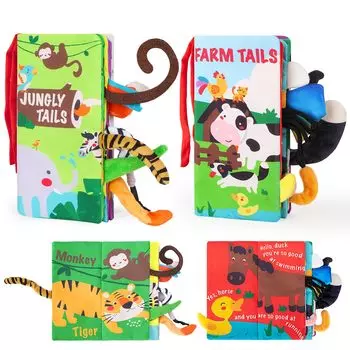 beiens Ткань Картина Ткань Моющаяся Звук Приходит Активность Прогулка Ткань Картина Возраст 0 и Finger Коляска Обучающий Детский Набор из 2 Книг Книга, Игрушка,