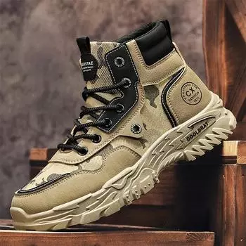 Beige Ankle Boots Fashion Sneakers Male Vintage Styles Casual Men Shoes Designer Comfortable Leisure Leather Tooling Board Shoes 39 бежевый