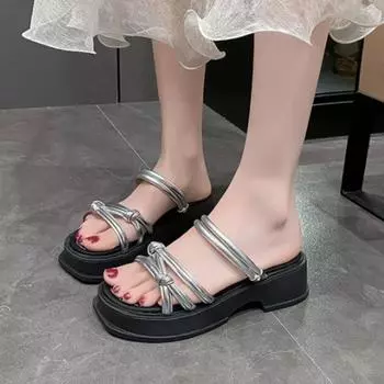 Beige Heeled Sandals Shoes Women s Black Beach New Summer FashionGladiator 2024 Girls Low Comfort Clogs Sports Casual Solid Bac 35 бежевый