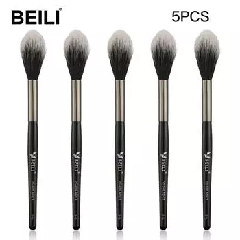 BEILI Черные кисти для макияжа для лица с длинной ручкой Синтетическая косметическая кисть для хайлайтера
