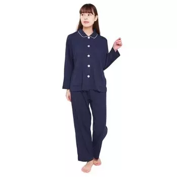Beisia Pajama Long Sleeve and Loose Solid Navy Women s Set, Pants, Fit, Lightweight, Breathable, Comfortable, Simple,
