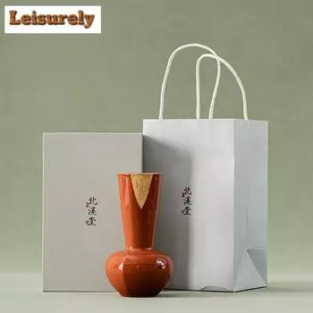 Beixitang Alum Red Керамическая ваза Японская позолота Cicada Desigen Cachepot Растительный горшок Цветочный горшок Посуда для напитков Аксессуары Украшения