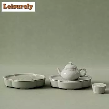 Beixitang Asiatic Apple Tea Boat Household Ceramic Dry Brewing Platform Handmade Pot Water Storage Small Tray Set Accessories