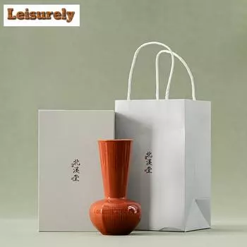 Beixitang Handmade Alum Red Galze Ceramic Flower Pot Wnjiy Moon Flower Utensils Chinese Living Room Decoration Vases Crafts Gift