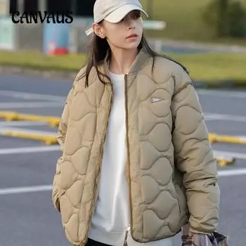 Бейсбольная джерси большого размера, хлопковая куртка, женская осенне-зимняя куртка, утолщенная хлопковая одежда M чёрный