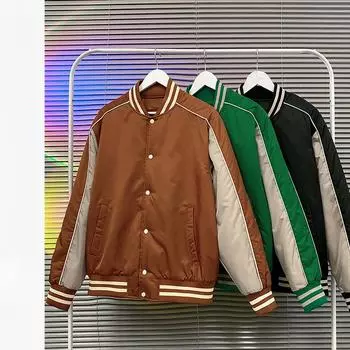 Бейсбольная форма для мужчин, новые осенние и зимние куртки, мужские уличные свободные хлопковые пальто для мужчин M чёрный