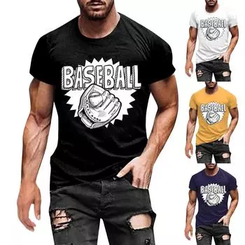 Бейсбольная футболка, милые бейсбольные футболки с рисунком, мужские софтбольные рубашки с буквенным принтом, повседневные спортивные топы с короткими рукавами L чёрный