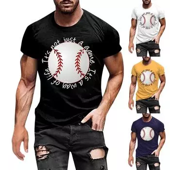 Бейсбольная футболка, милые бейсбольные футболки с рисунком, мужские софтбольные рубашки с буквенным принтом, повседневные спортивные топы с короткими рукавами L чёрный