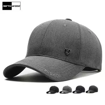 Бейсбольная кепка NORTHWOOD для мужчин и женщин, модная шляпа Snapback с буквами, регулируемая солнцезащитная кепка 56-60 cm чёрный