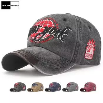Бейсбольная кепка NORTHWOOD NEW YORK для мужчин и женщин, регулируемая хлопковая шляпа Snapback, кепка в стиле хип-хоп, кепка дальнобойщика 55-60 cm чёрный
