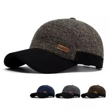 Бейсбольная кепка осень-зима для мужчин среднего и пожилого возраста, теплая бархатная кепка, шерстяная кепка для защиты ушей темно-синий