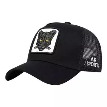 Бейсбольная кепка с дышащей сеткой, удлиненными полями, принтом животных, спортивная кепка, регулируемая летняя дорожная кепка чёрный