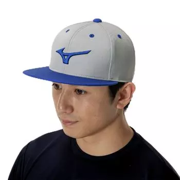 Бейсбольная кепка с ограниченным тиражом, тренировочная кепка, плоская кепка 12JWCX92 F Серебристо-серый x Синий [Mizuno]