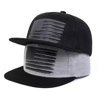 Бейсбольная кепка с принтом американского флага в двух тонах, регулируемая кепка с плоским верхом в стиле хип-хоп, баскетбольная кепка, кепка для фитнеса, кепка для гольфа серый