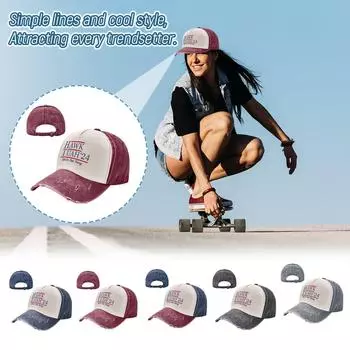 Бейсбольная кепка с трансграничным солнцезащитным козырьком и сетчатой кепкой из потертой джинсовой ткани с солнцезащитным кремом и рваными швами One Size