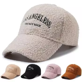 Бейсбольная кепка с вышитыми буквами, женская осенне-зимняя бархатная теплая кепка, панамская кепка с хвостиком, кепка с козырьком светло-бежевый