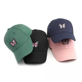 Бейсбольная кепка с вышивкой бабочки, женская солнцезащитная кепка на весну и лето тёмно-синий
