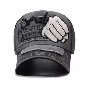 Бейсбольная кепка с вышивкой кулака, мужская уличная солнцезащитная кепка, сезон: весна-лето, женская панама с хвостиком, шляпа Snapback, шляпа с солнцезащитным козырьком чёрный