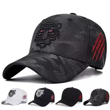 Бейсбольная кепка с вышивкой «Модный тигр», кепка для спорта на открытом воздухе, кепка для путешествий, уличная кепка для хип-хопа, кепка для гольфа белый