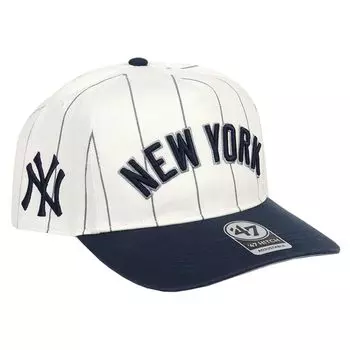 Бейсбольная кепка Seven Cap 47 Major League Logo Brand Hitch Hat Snapback New York Yankees Double Head Pinstripe White x Navy [Forty Brand] Мужская