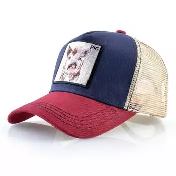 Бейсбольная кепка Snapback для мужчин и женщин, уличная сетчатая кепка с козырьком, унисекс, хип-хоп, дальнобойщик, костяная кепка с нашивкой для вышивки свиньи 56-59cm