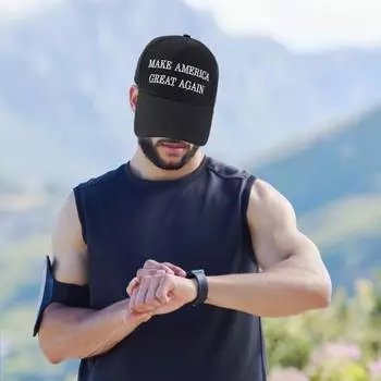 Бейсбольная кепка Трампа с вышитыми буквами, длинными полями, ажурной сеткой, выборы президента 2024 года Cotton and hemp красный
