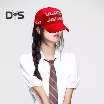 Бейсбольная кепка Трампа с вышитыми буквами, длинными полями, ажурной сеткой, предвыборной кампанией президента 2024 года, рисунком американского флага, митингами, вечеринками, унисекс-кепкой Cotton and hemp красный