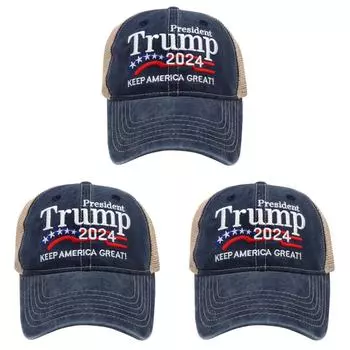 Бейсбольная кепка Trump 2024, регулируемые повседневные кепки для гольфа для мужчин и женщин (Темно-синий)