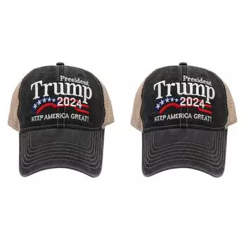 Бейсбольная кепка Trump 2024, регулируемые повседневные кепки для гольфа для мужчин и женщин (черный)