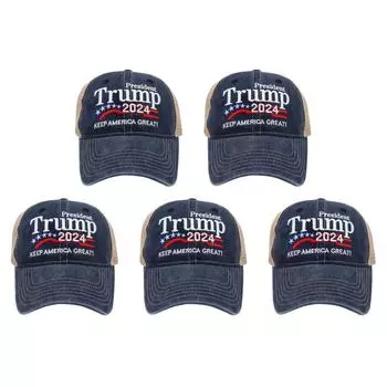 Бейсбольная кепка Trump 2024, регулируемые повседневные кепки для гольфа для мужчин и женщин (Темно-синий)