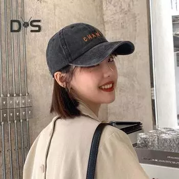 Бейсбольная кепка унисекс с вышивкой и потертостями с длинными полями, регулируемым отверстием для хвоста, защитой от ультрафиолета и солнца, легкая спортивная кепка для взрослых на открытом воздухе серый