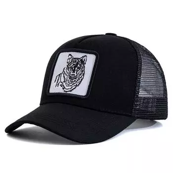 Бейсбольная кепка унисекс с вышивкой волка, кепки с узором для мужчин и женщин, летняя шляпа дальнобойщика 56cm-60cm черный белый